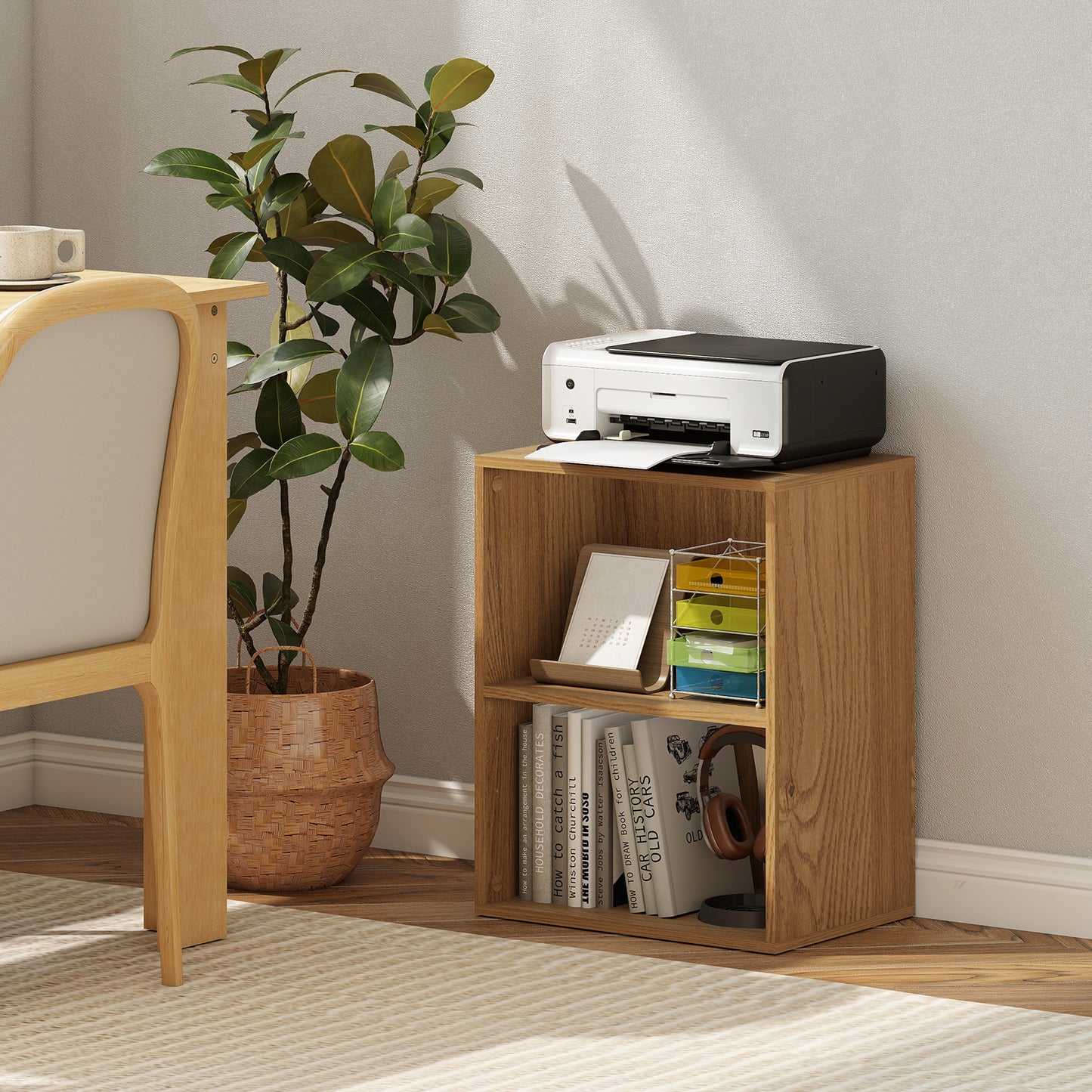 2-Cube Bookcase Floor Standing Open Bookshelf with 5-Position Adjustable Shelf, Natural Bookcases at Gallery Canada