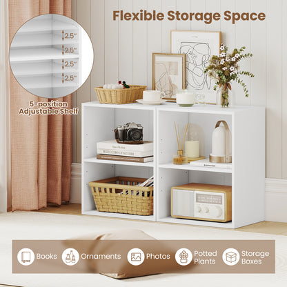 2-Cube Bookcase Floor Standing Open Bookshelf with 5-Position Adjustable Shelf, White Bookcases at Gallery Canada