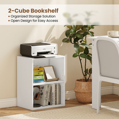 2-Cube Bookcase Floor Standing Open Bookshelf with 5-Position Adjustable Shelf, White Bookcases at Gallery Canada