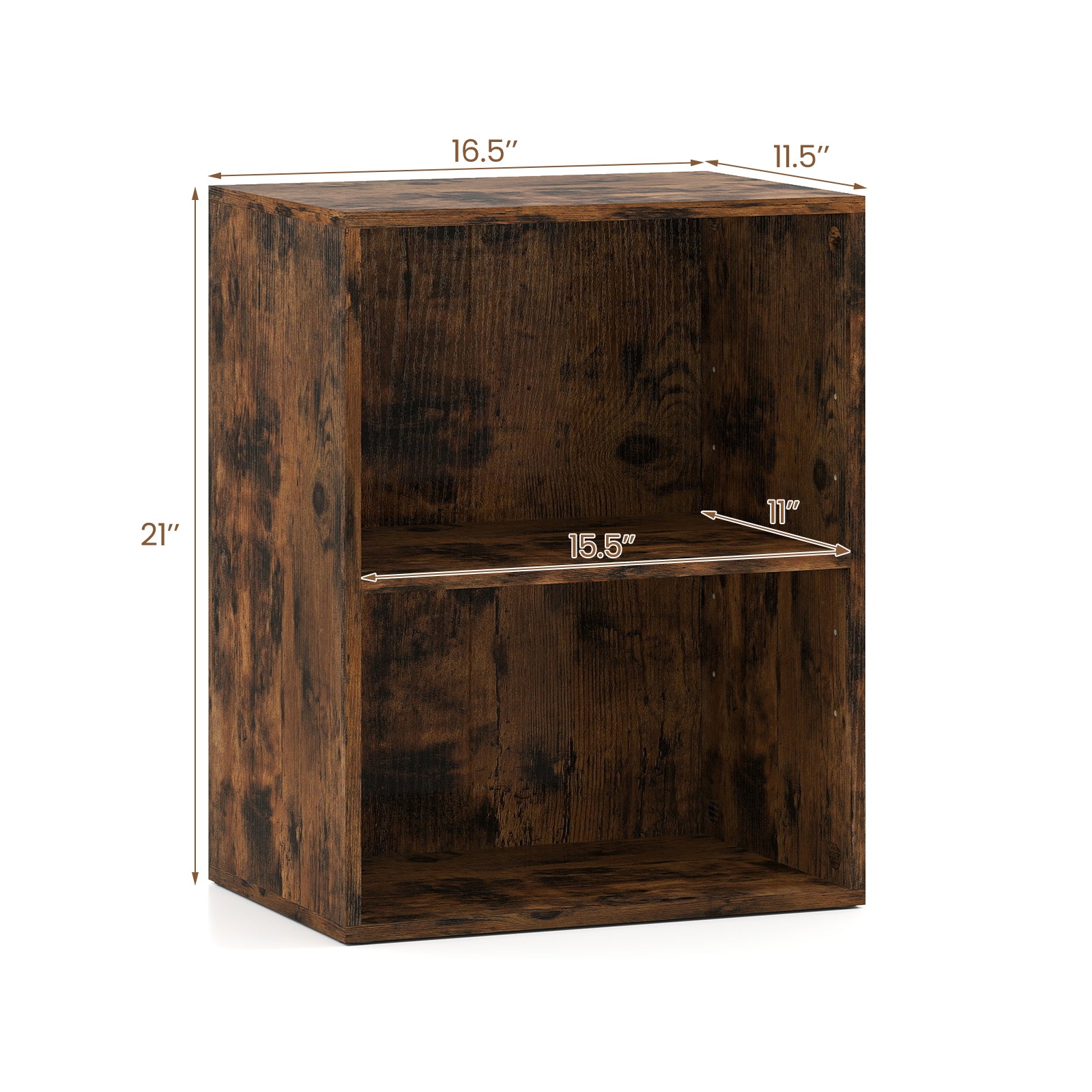 2-Cube Bookcase Set of 2 Floor Standing Open Bookshelf w/ 5-Position Adjustable Shelf, Brown Bookcases at Gallery Canada