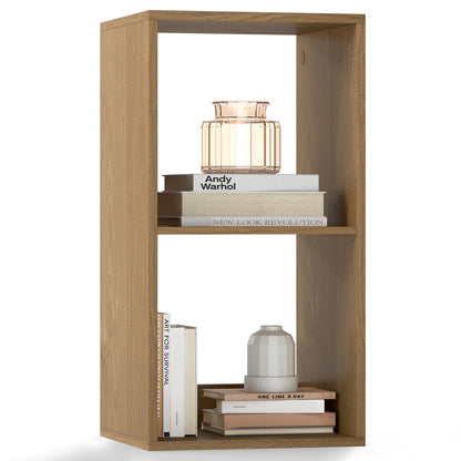 2 Cube Bookshelf with Back Guardrail for Living Room Bedroom, Natural Bookcases Natural at Gallery Canada