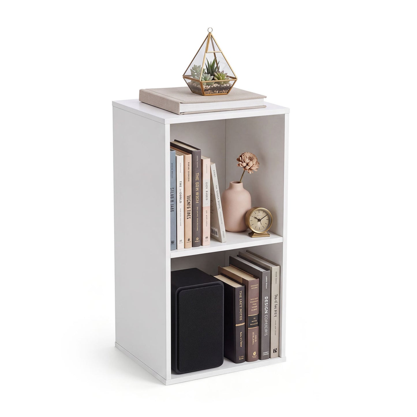 Freestanding 2-Cube Bookshelf, 2 Compartments, Anti-Tipping, White Bookcases White at Gallery Canada