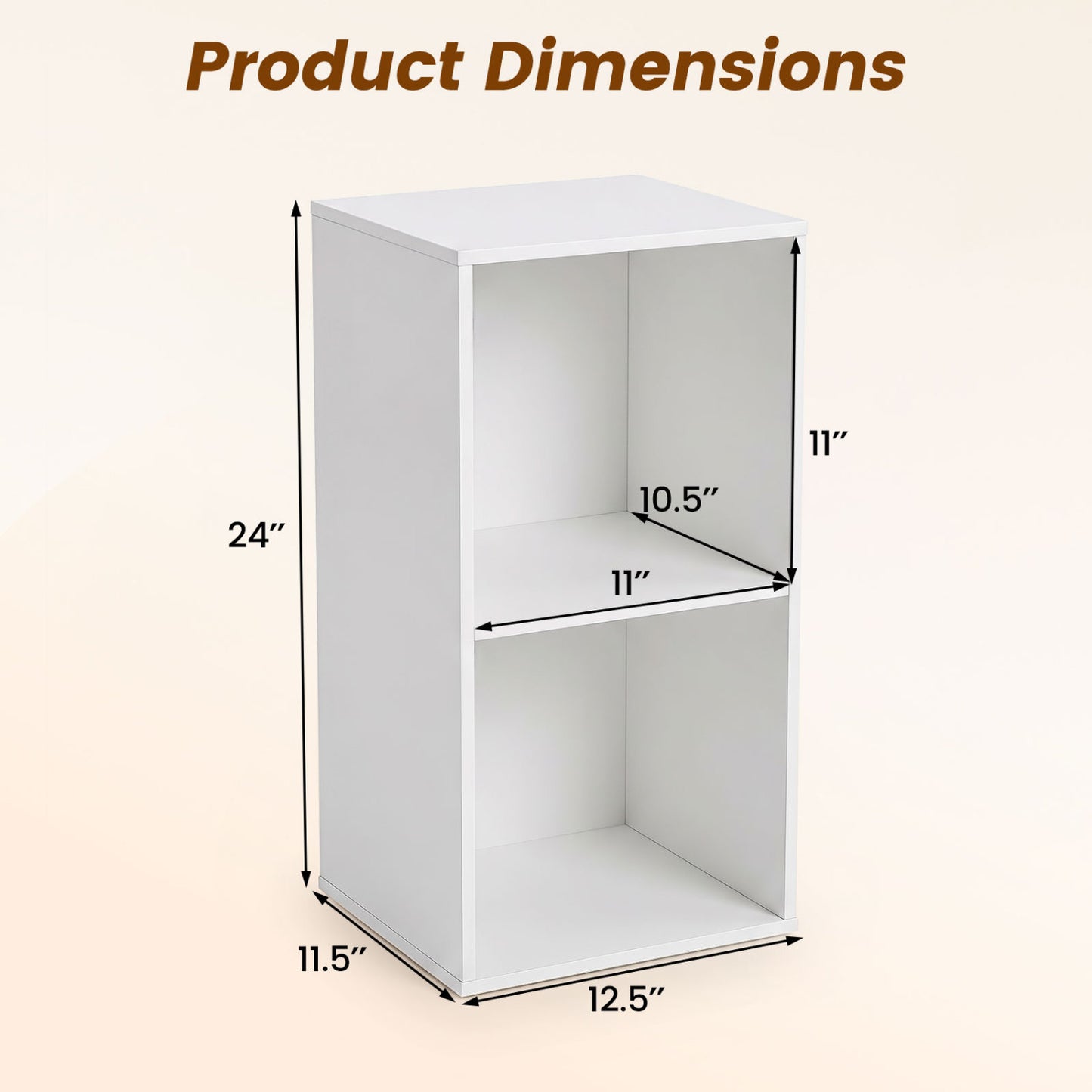 Freestanding 2-Cube Bookshelf, 2 Compartments, Anti-Tipping, White Bookcases at Gallery Canada