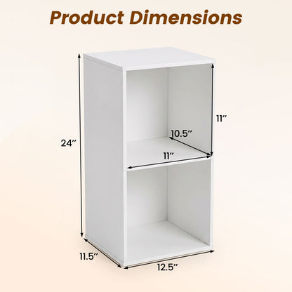 Freestanding 2-Cube Bookshelf, 2 Compartments, Anti-Tipping, White Bookcases at Gallery Canada