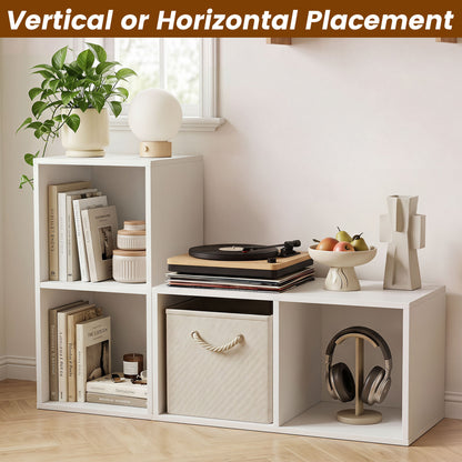 Freestanding 2-Cube Bookshelf, 2 Compartments, Anti-Tipping, White Bookcases at Gallery Canada