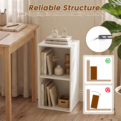 Freestanding 2-Cube Bookshelf, 2 Compartments, Anti-Tipping, White Bookcases at Gallery Canada