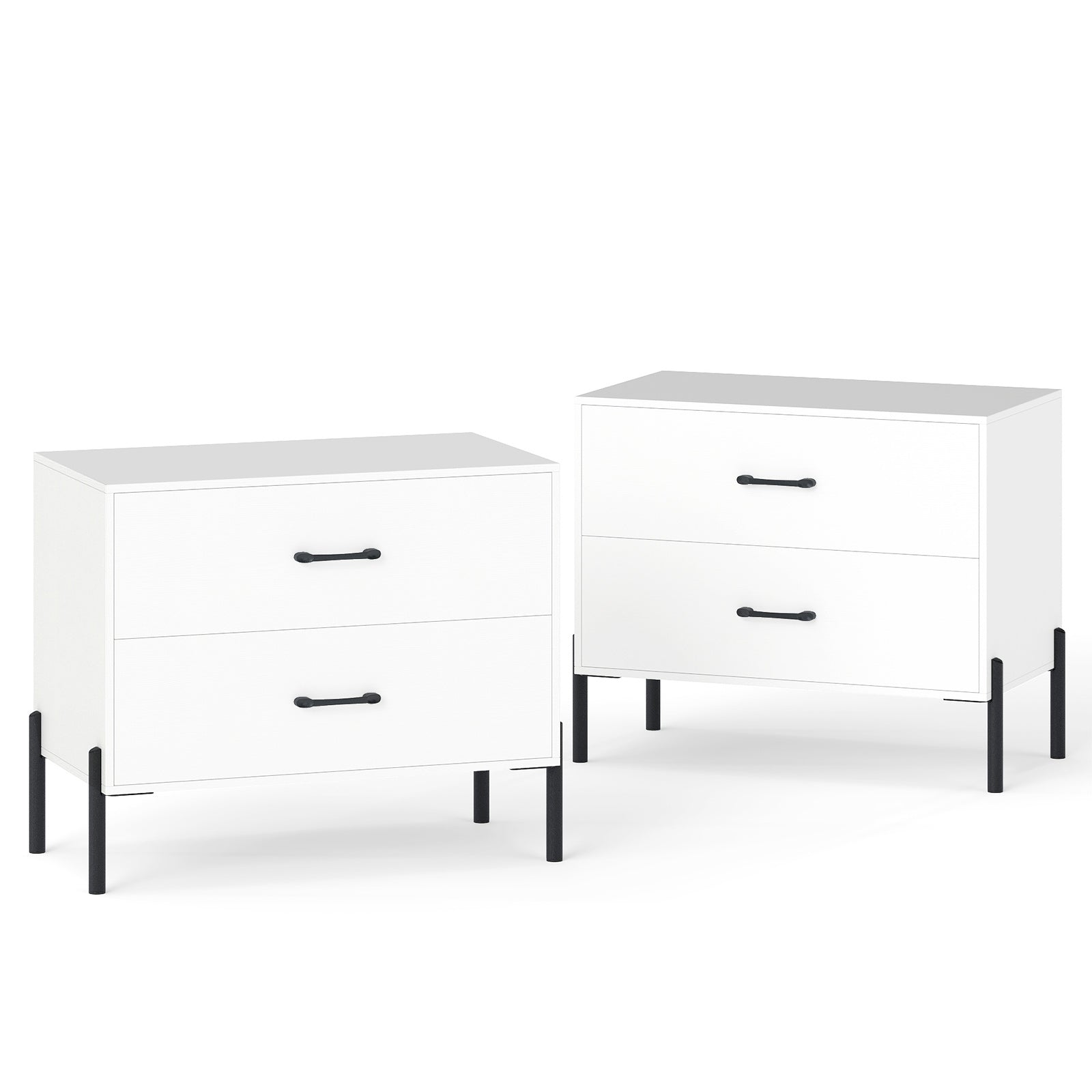 2-Drawer Dresser Modern Wooden Nightstand Set of 2, White Nightstands at Gallery Canada
