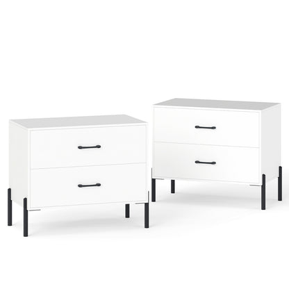 2-Drawer Dresser Modern Wooden Nightstand Set of 2, White Nightstands at Gallery Canada
