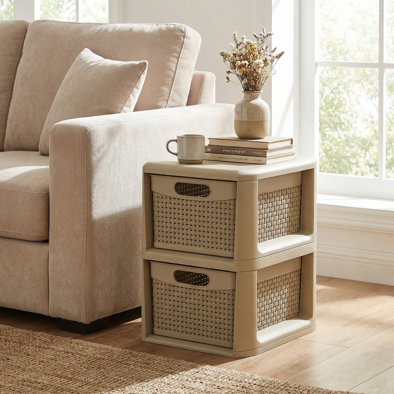 2-Drawer Storage Organizer, Wicker Pattern, Brown Dressers & Chests at Gallery Canada