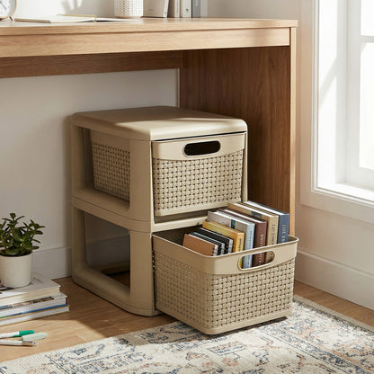 2-Drawer Storage Organizer, Wicker Pattern, Brown Dressers & Chests at Gallery Canada