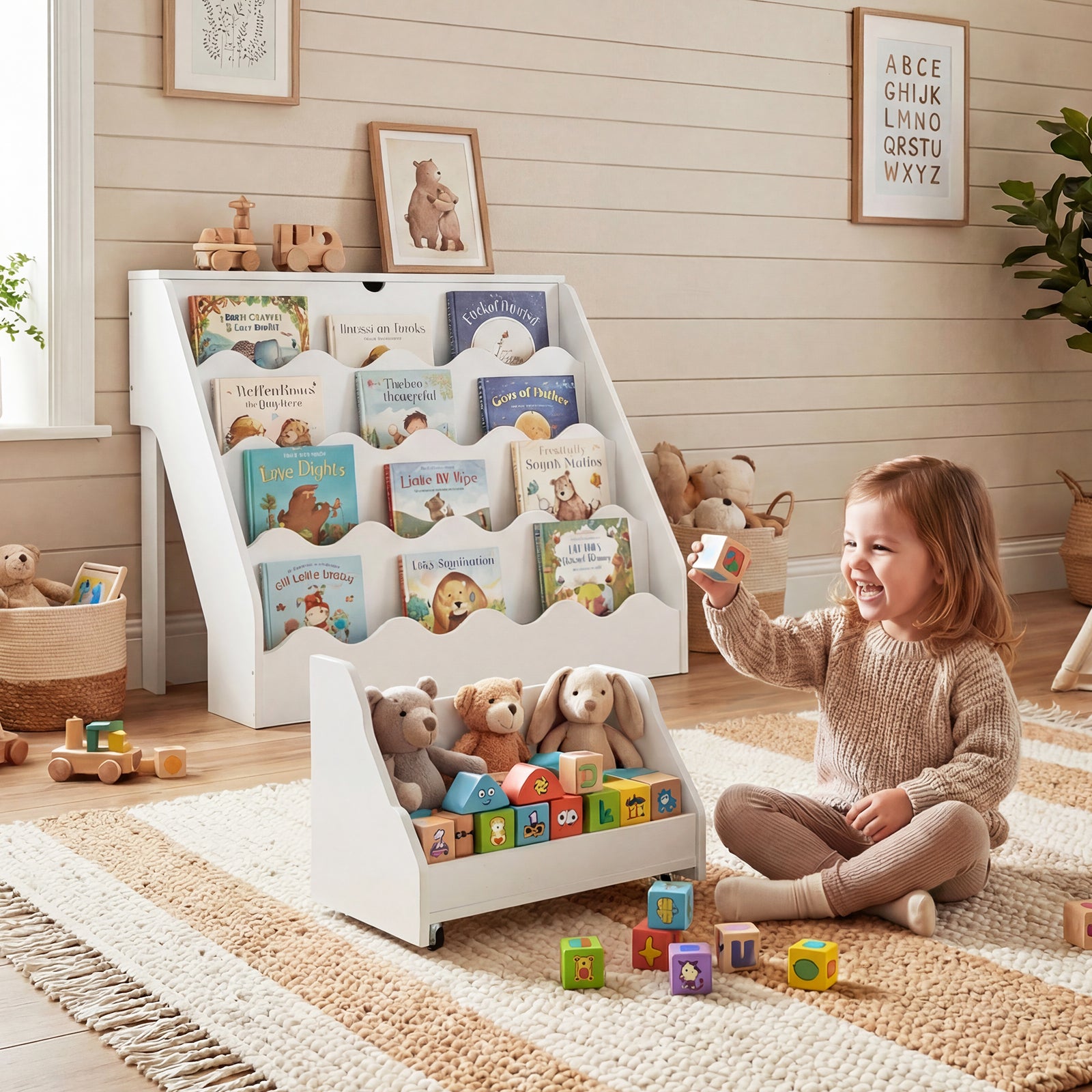 Kids Bookshelf Toy Storage Organizer, White Kids Storage at Gallery Canada