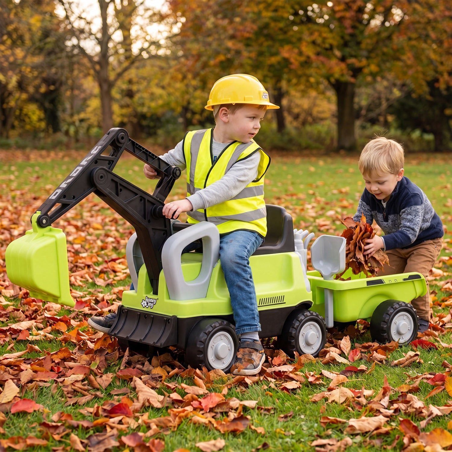 2-In-1 Kids Ride On Tractor With Digging Arm, Detachable Trailer, Green Push & Pedal Ride On Toys at Gallery Canada