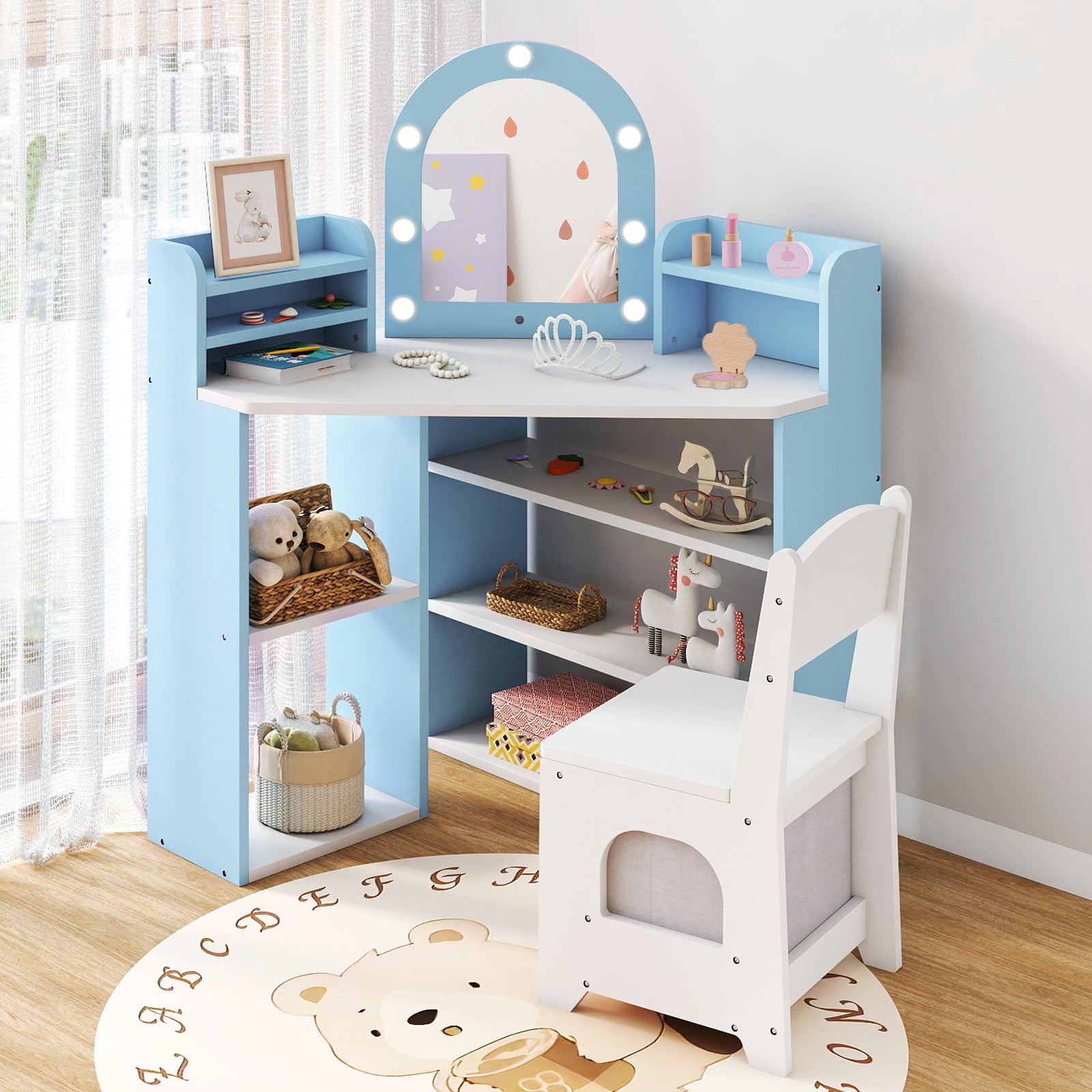 2-In-1 Kids Vanity Set with Lights for Toddlers 3+ Years Old, White Kids Vanities at Gallery Canada