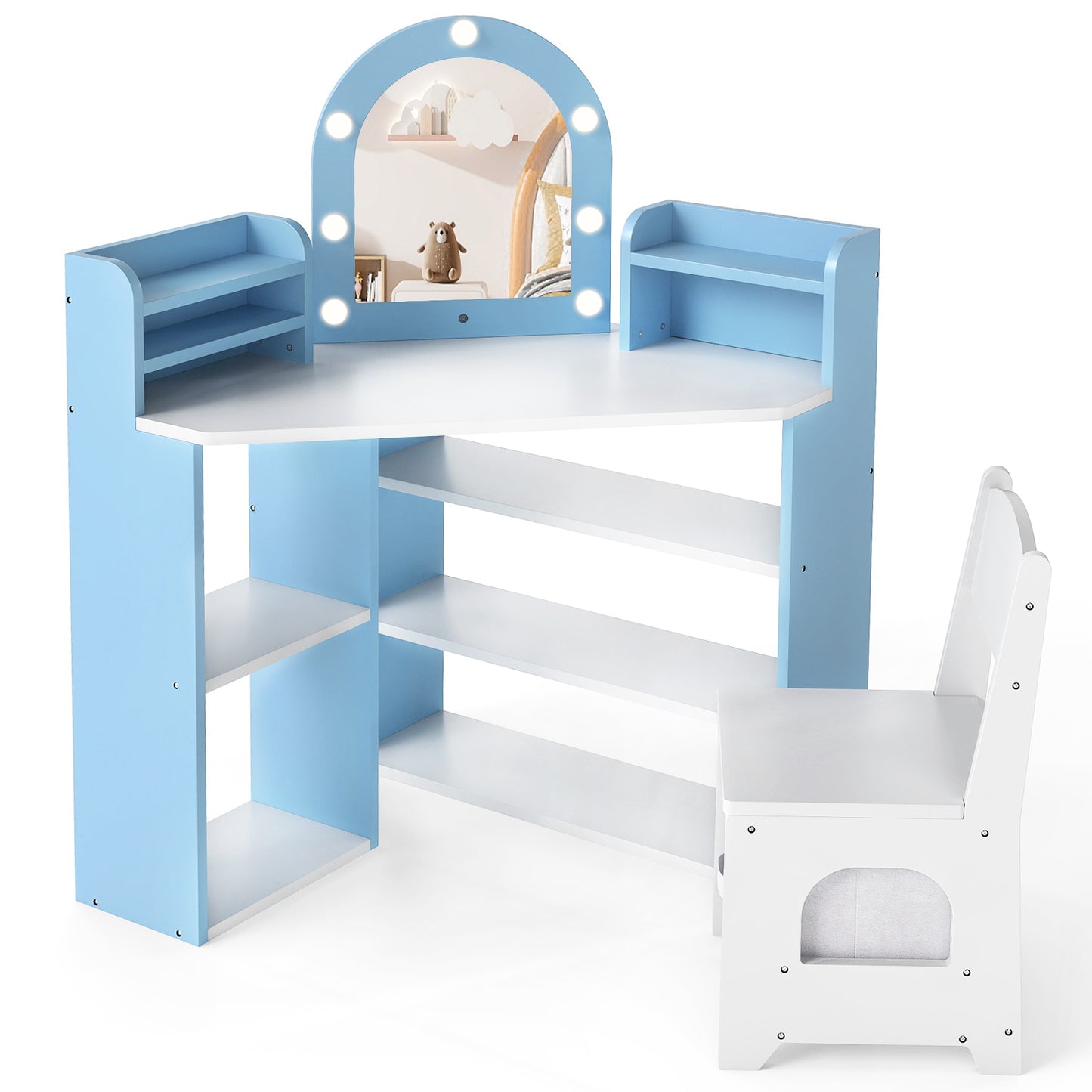 2-In-1 Kids Vanity Set with Lights for Toddlers 3+ Years Old, White Kids Vanities at Gallery Canada
