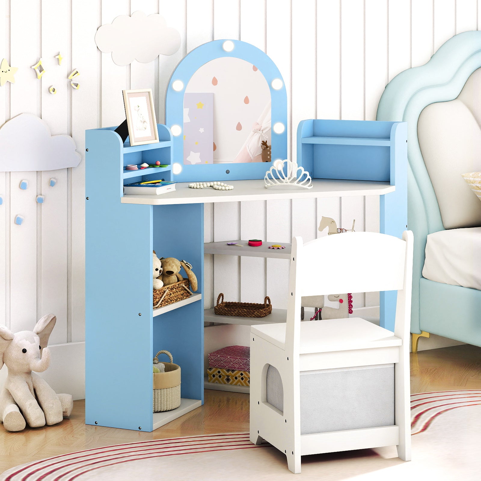 2-In-1 Kids Vanity Set with Lights for Toddlers 3+ Years Old, White Kids Vanities at Gallery Canada