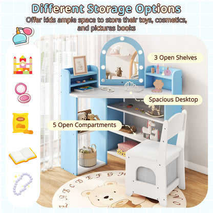 2-In-1 Kids Vanity Set with Lights for Toddlers 3+ Years Old, White Kids Vanities at Gallery Canada