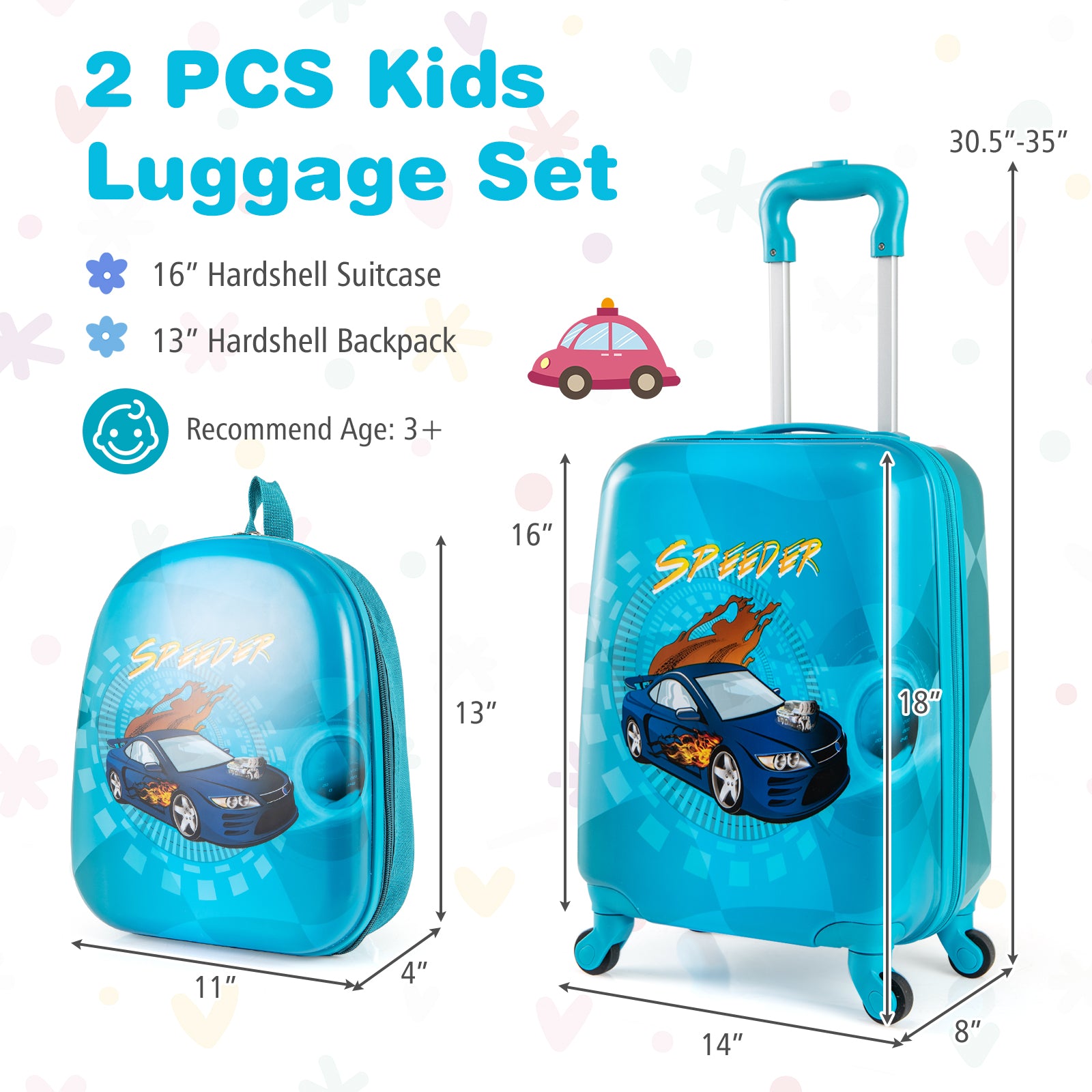 2 PCS Kid Luggage Set, Spinner Wheels, Navy Kids Luggage at Gallery Canada