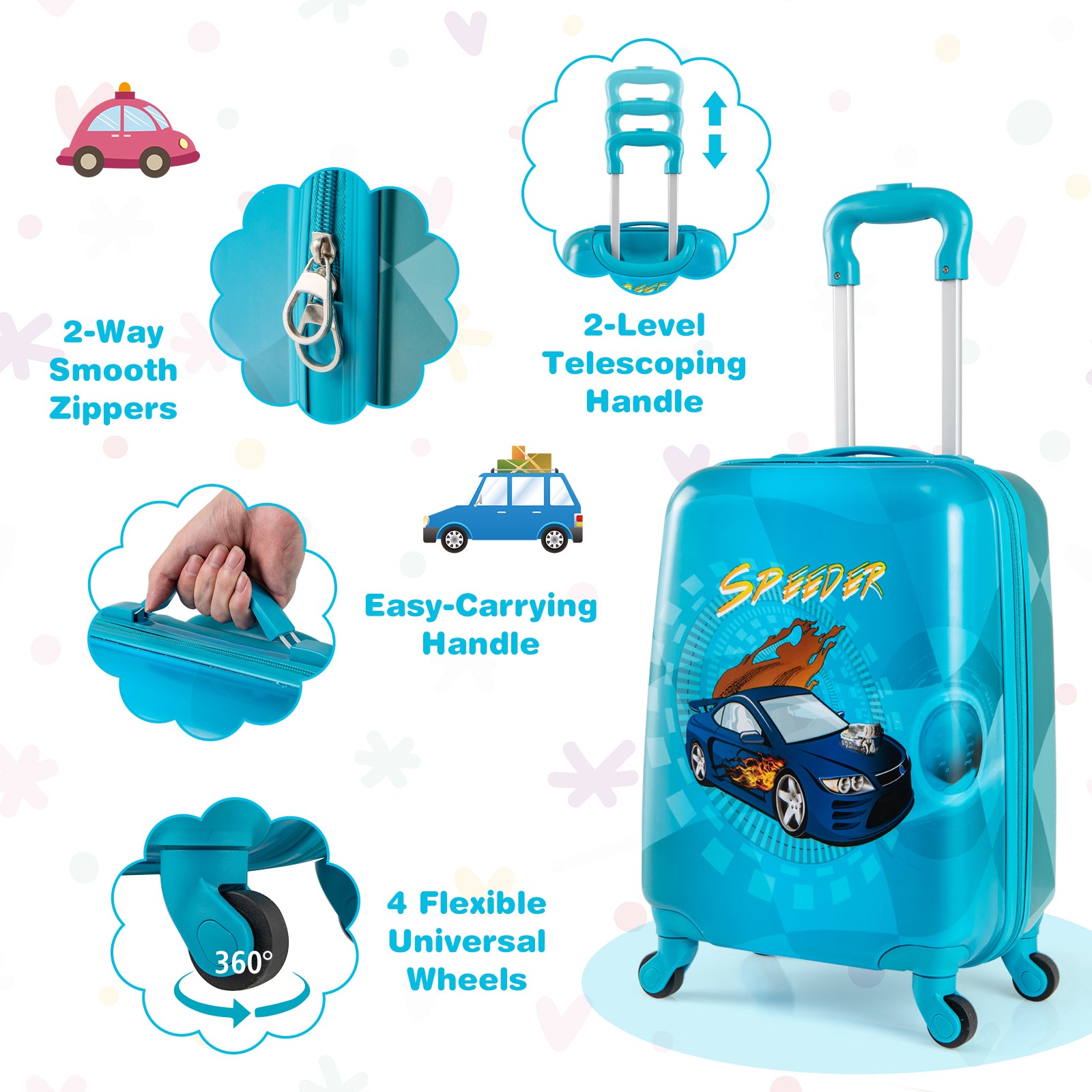 2 PCS Kid Luggage Set, Spinner Wheels, Navy Kids Luggage at Gallery Canada