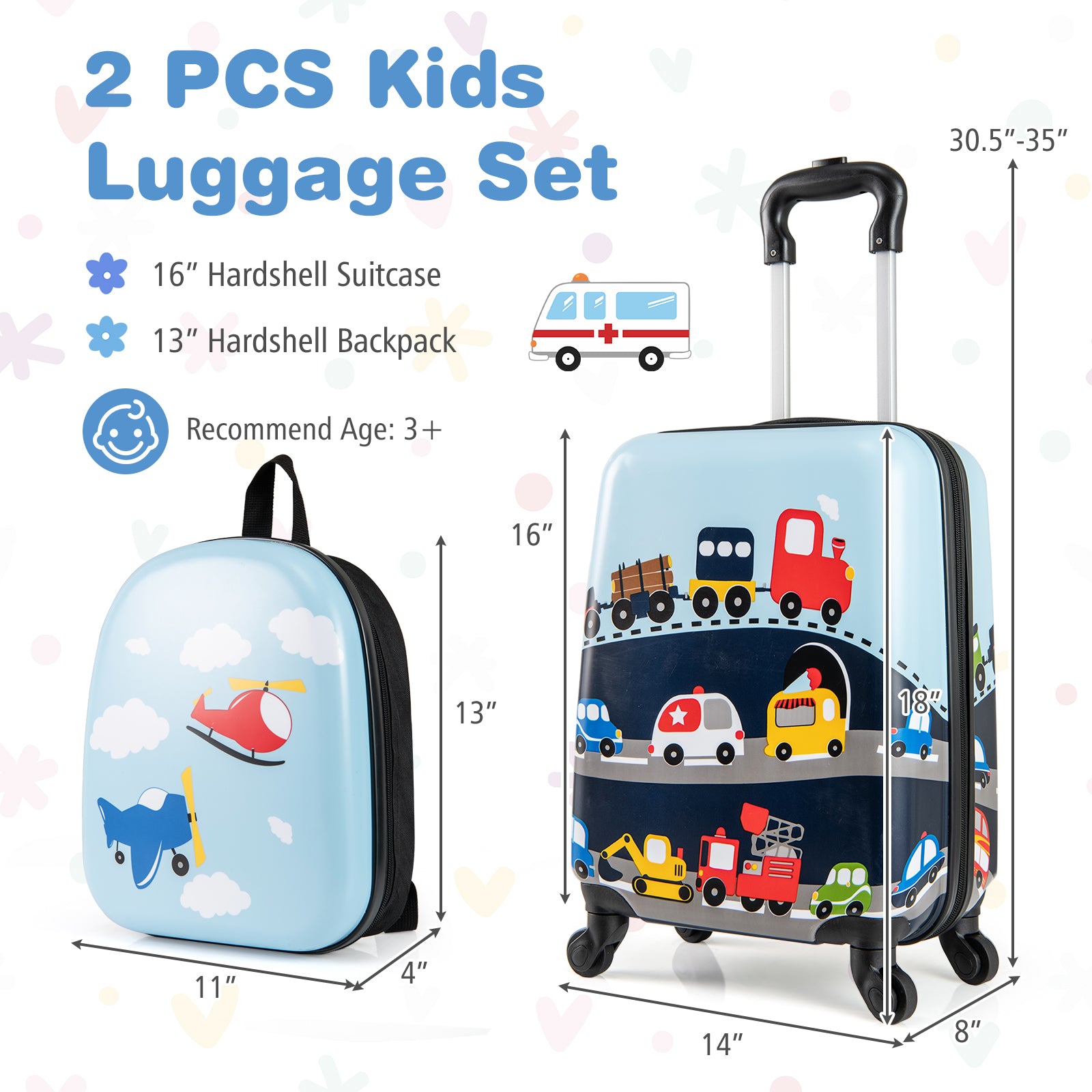 2 PCS Kid Luggage Set, Spinner Wheels, Dark Blue Kids Luggage at Gallery Canada