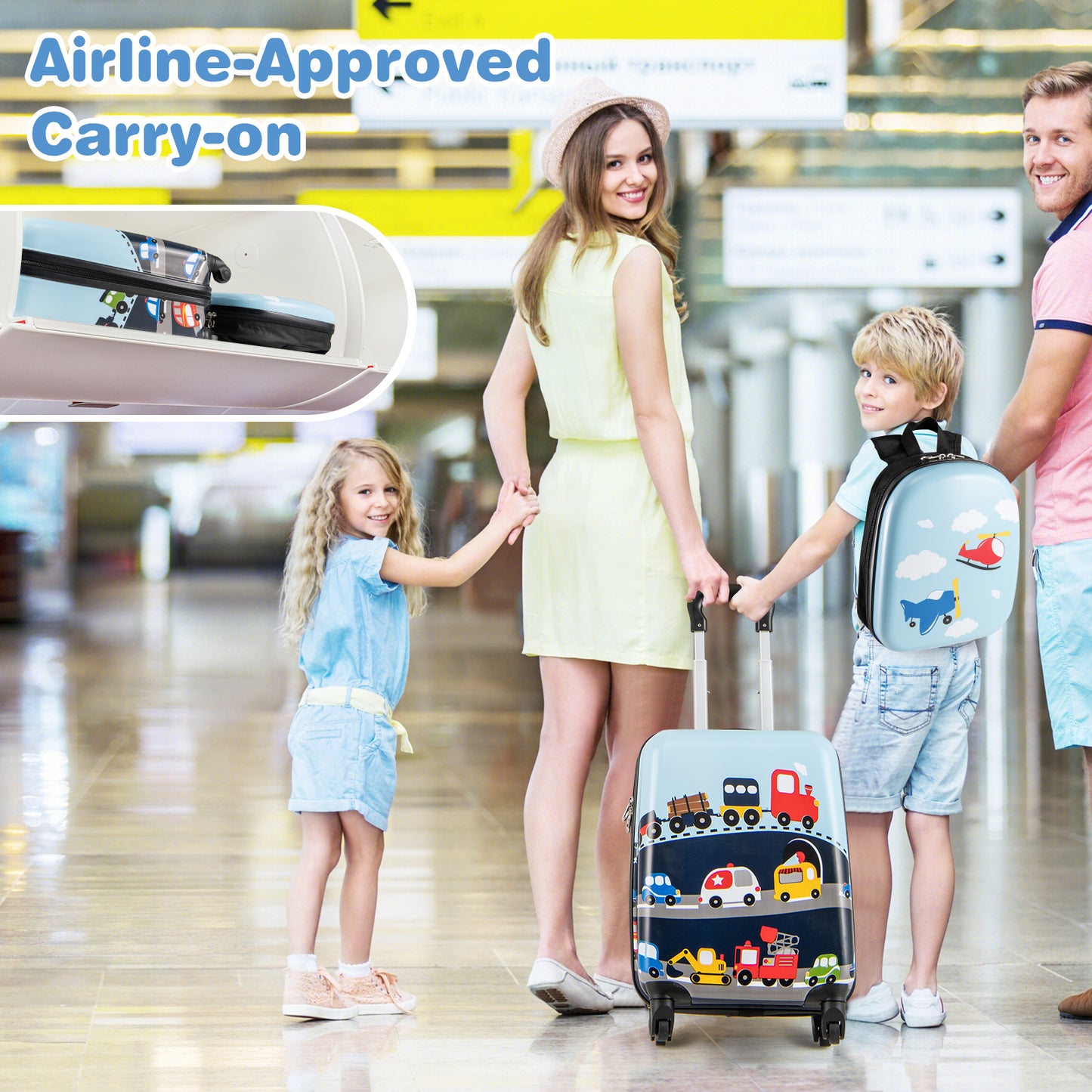 2 PCS Kid Luggage Set, Spinner Wheels, Dark Blue Kids Luggage at Gallery Canada