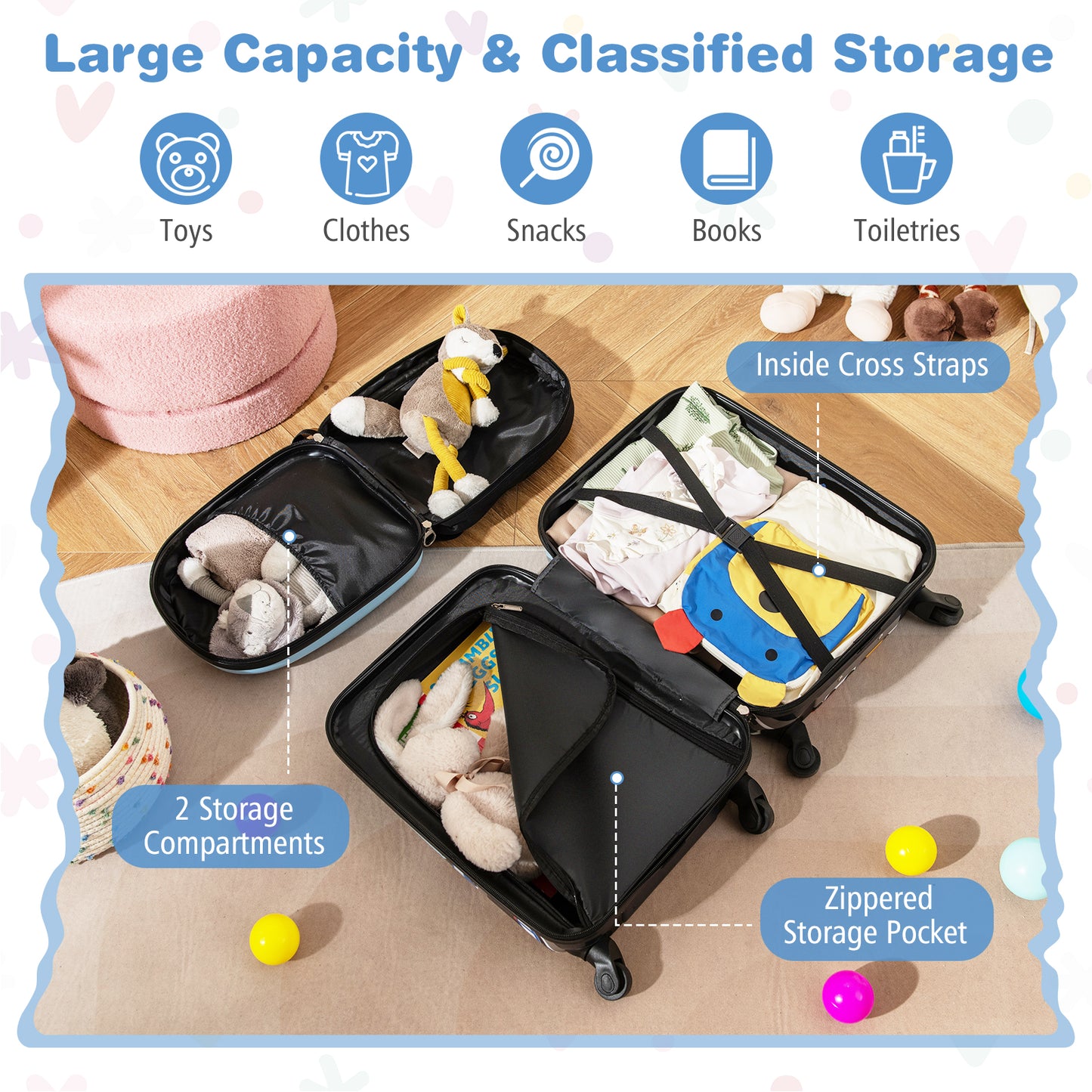 2 PCS Kid Luggage Set, Spinner Wheels, Dark Blue Kids Luggage at Gallery Canada