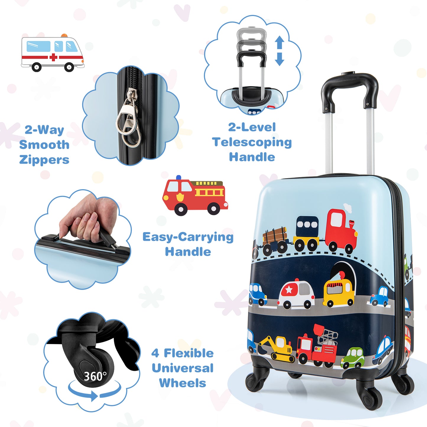 2 PCS Kid Luggage Set, Spinner Wheels, Dark Blue Kids Luggage at Gallery Canada