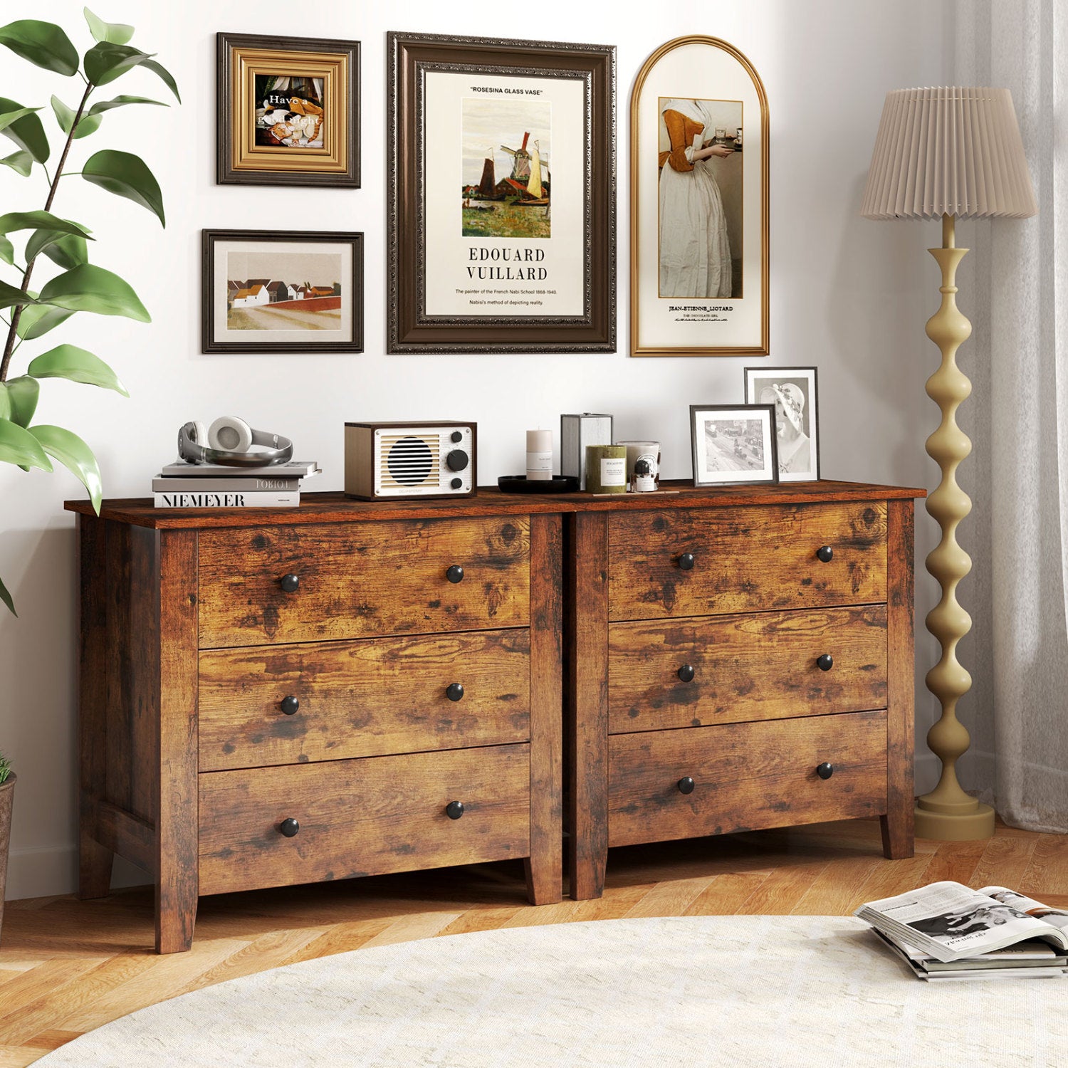 2-Pack 3 Drawer Dresser, Bedside Table, Brown Dressers & Chests at Gallery Canada