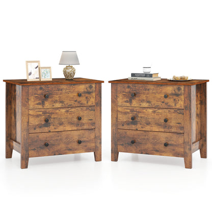 2-Pack 3 Drawer Dresser, Bedside Table, Brown Dressers & Chests Brown at Gallery Canada