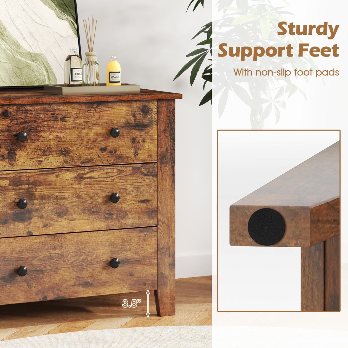 2-Pack 3 Drawer Dresser, Bedside Table, Brown Dressers & Chests at Gallery Canada