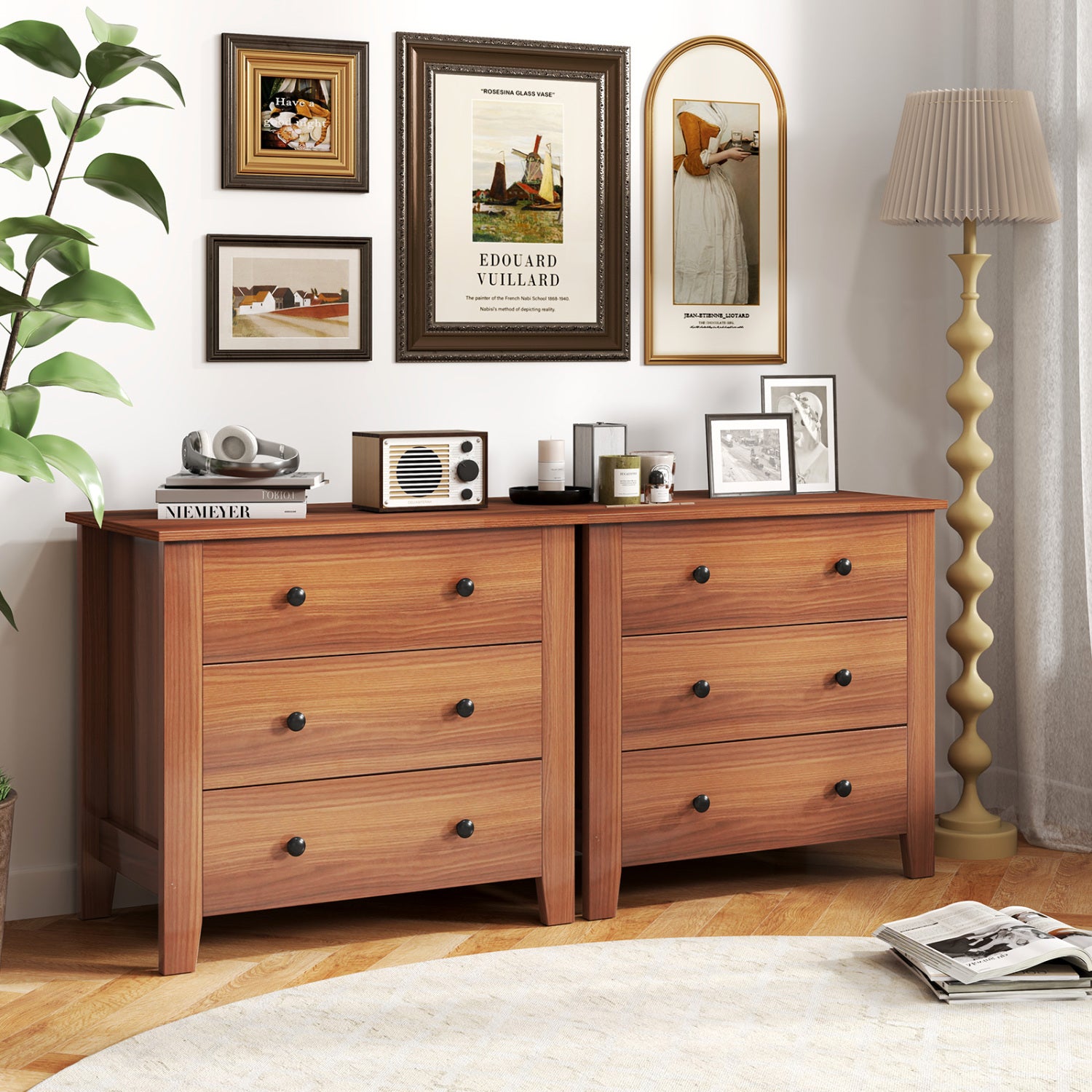 2-Pack 3 Drawer Dresser Chest, Walnut Dressers & Chests at Gallery Canada