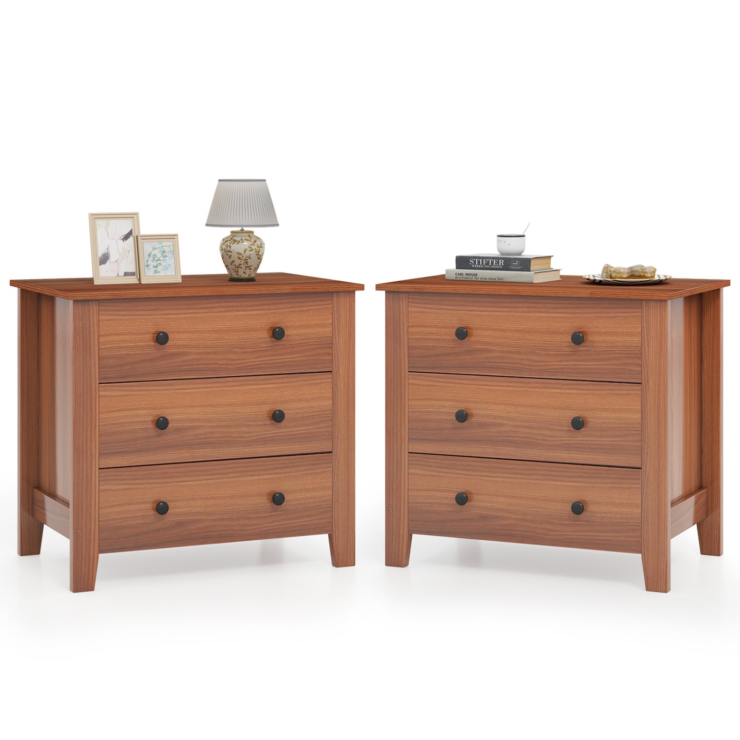 2-Pack 3 Drawer Dresser Chest, Walnut Dressers & Chests Walnut at Gallery Canada