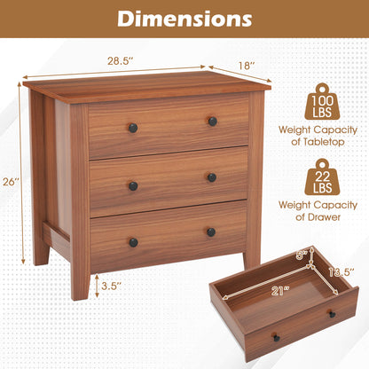 2-Pack 3 Drawer Dresser Chest, Walnut Dressers & Chests at Gallery Canada