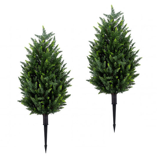 3 Ft Artificial Cypress Topiary, 2 Pack, Indoor Outdoor Faux Plants Green & Black at Gallery Canada