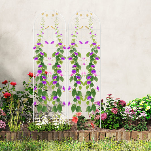 2 Pack 71 x 20 Inch Metal Garden Trellis, Rustproof Plant Support, White Decorative Fencing & Flooring White at Gallery Canada