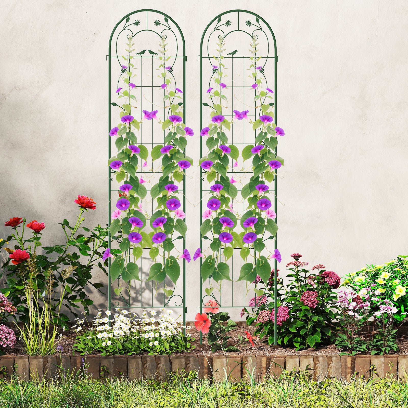 2 Pack 86.5 x 20 Inches Metal Garden Trellis, Green Decorative Fencing & Flooring at Gallery Canada