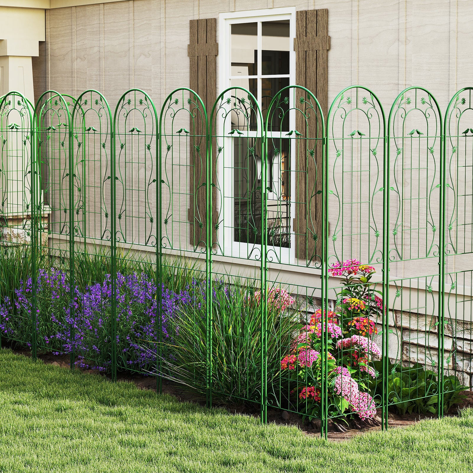 2 Pack 86.5 x 20 Inches Metal Garden Trellis, Green Decorative Fencing & Flooring at Gallery Canada