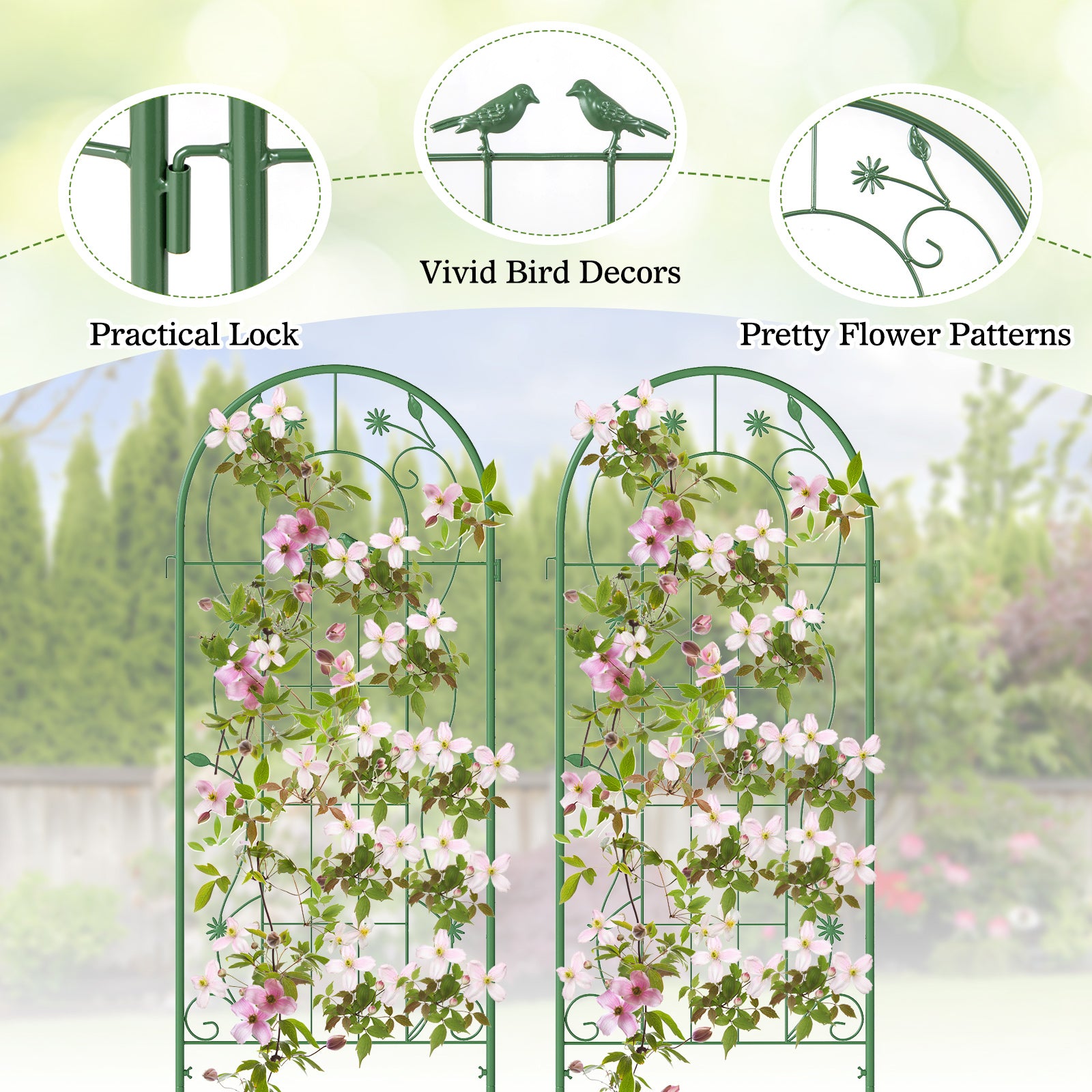 2 Pack 86.5 x 20 Inches Metal Garden Trellis, Green Decorative Fencing & Flooring at Gallery Canada