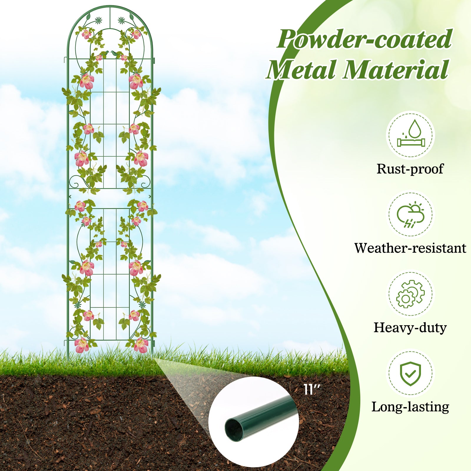2 Pack 86.5 x 20 Inches Metal Garden Trellis, Green Decorative Fencing & Flooring at Gallery Canada