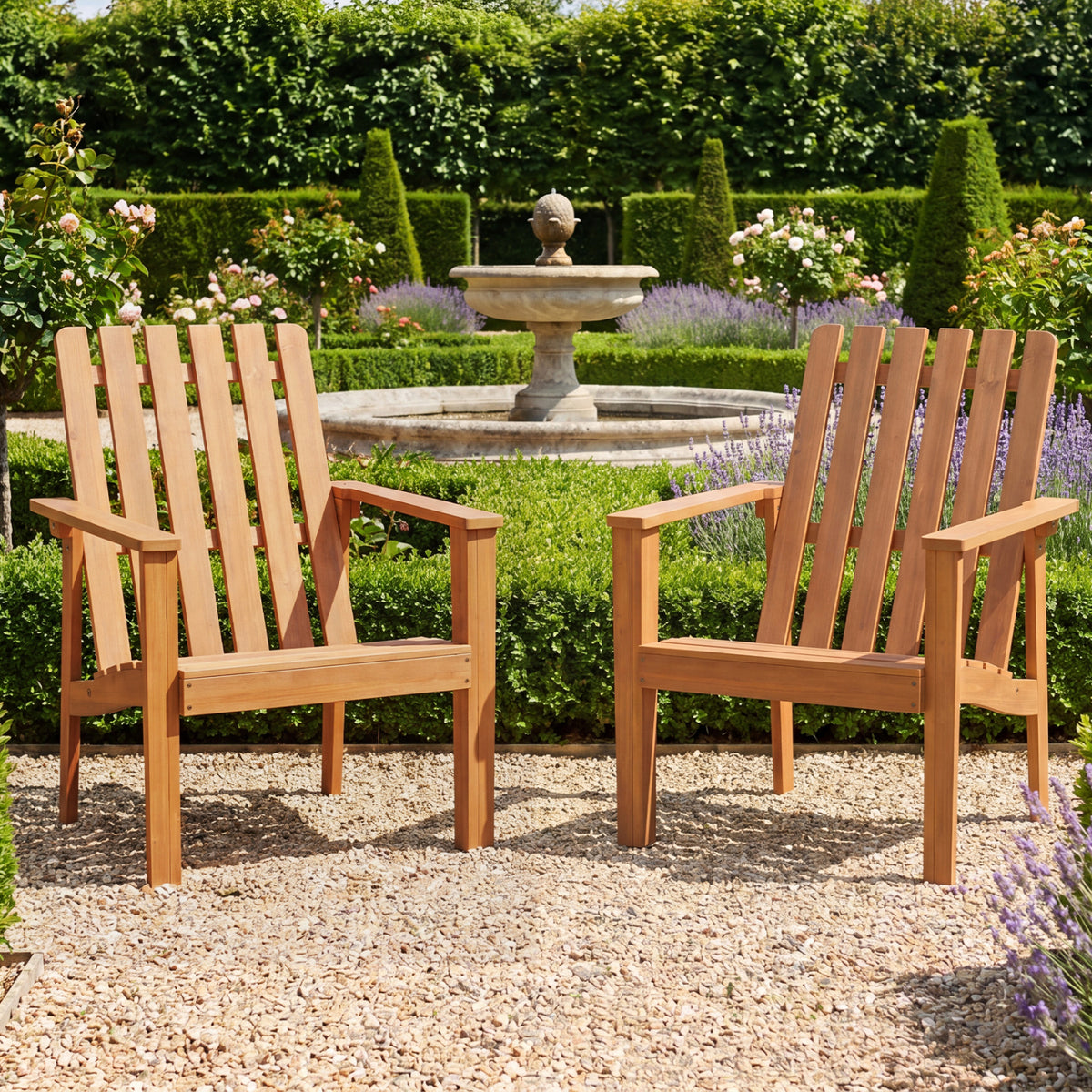 Acacia Wood Outdoor Chair with Slatted Backrest, 2 Pack Patio Dining Chairs at Gallery Canada