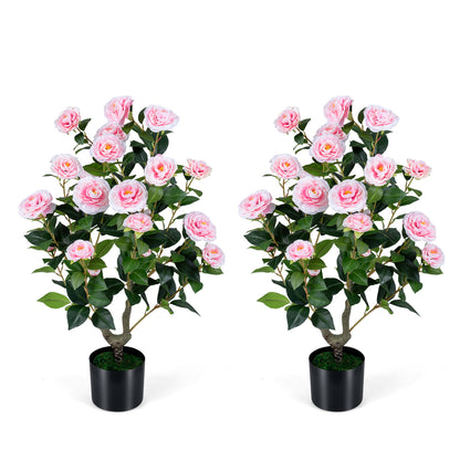 Artificial Camellia Tree, 2-Pack, Pink Faux Plants Pink at Gallery Canada