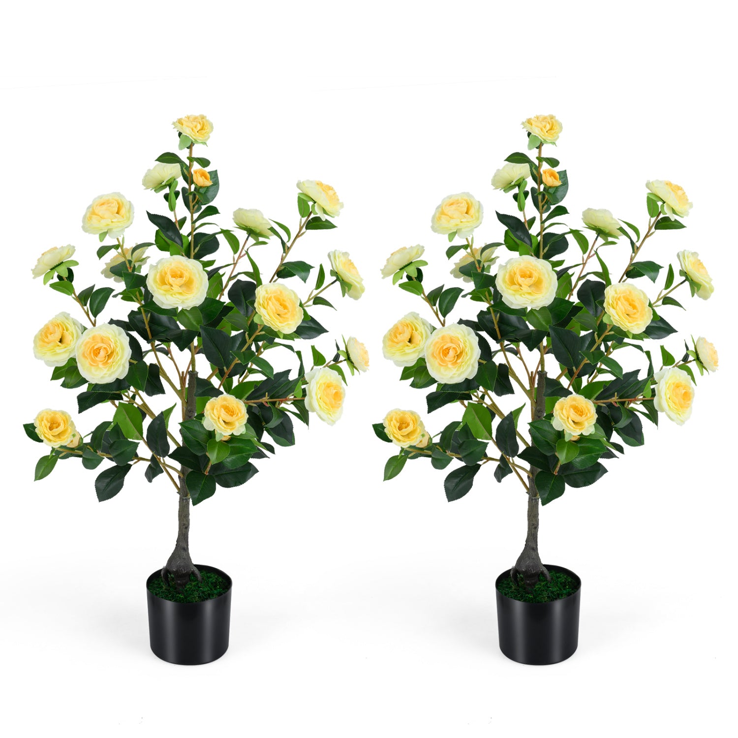 Artificial Camellia Tree Faux Plant in Pot, 2-Pack, Yellow Faux Plants at Gallery Canada