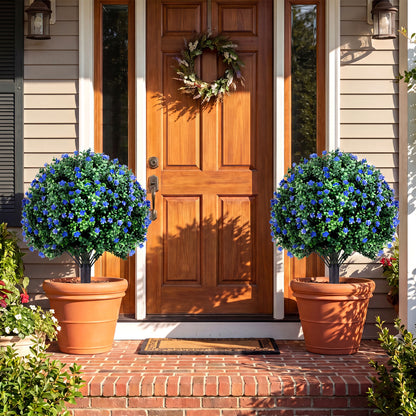2 Pack Artificial Camellia Boxwood Topiary Ball Trees Faux Plants at Gallery Canada