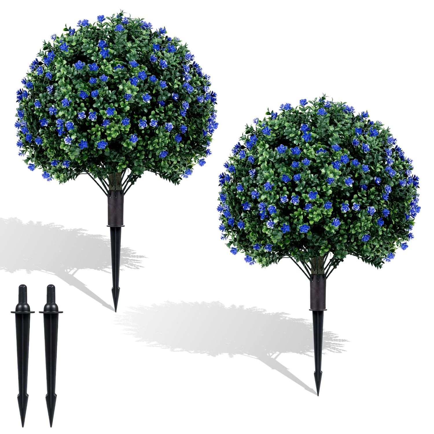 2 Pack Artificial Camellia Boxwood Topiary Ball Trees Faux Plants at Gallery Canada