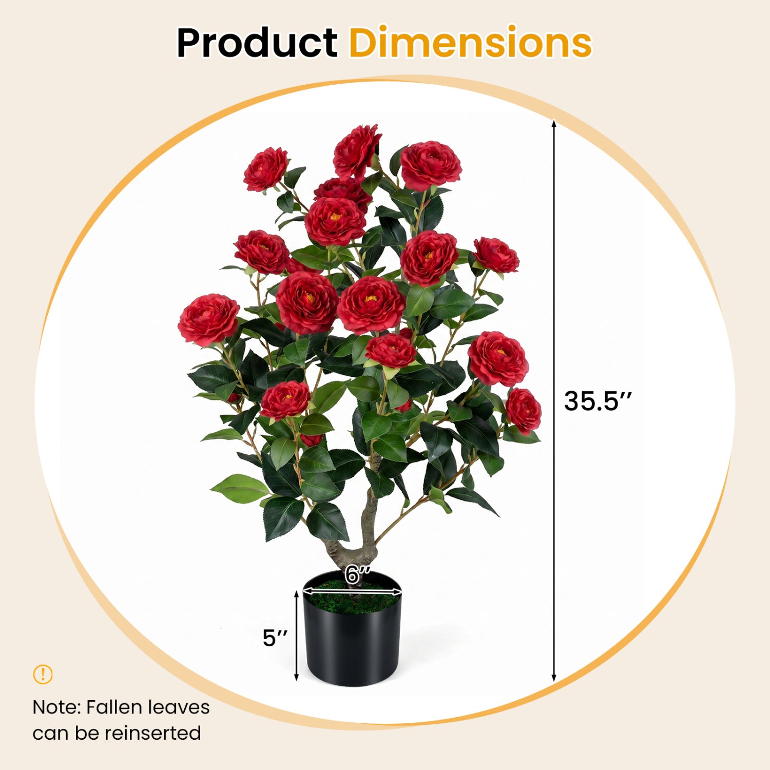 2-Pack Artificial Camellia Tree Faux Flower Plant in Cement-Filled Pot, Red Faux Plants at Gallery Canada