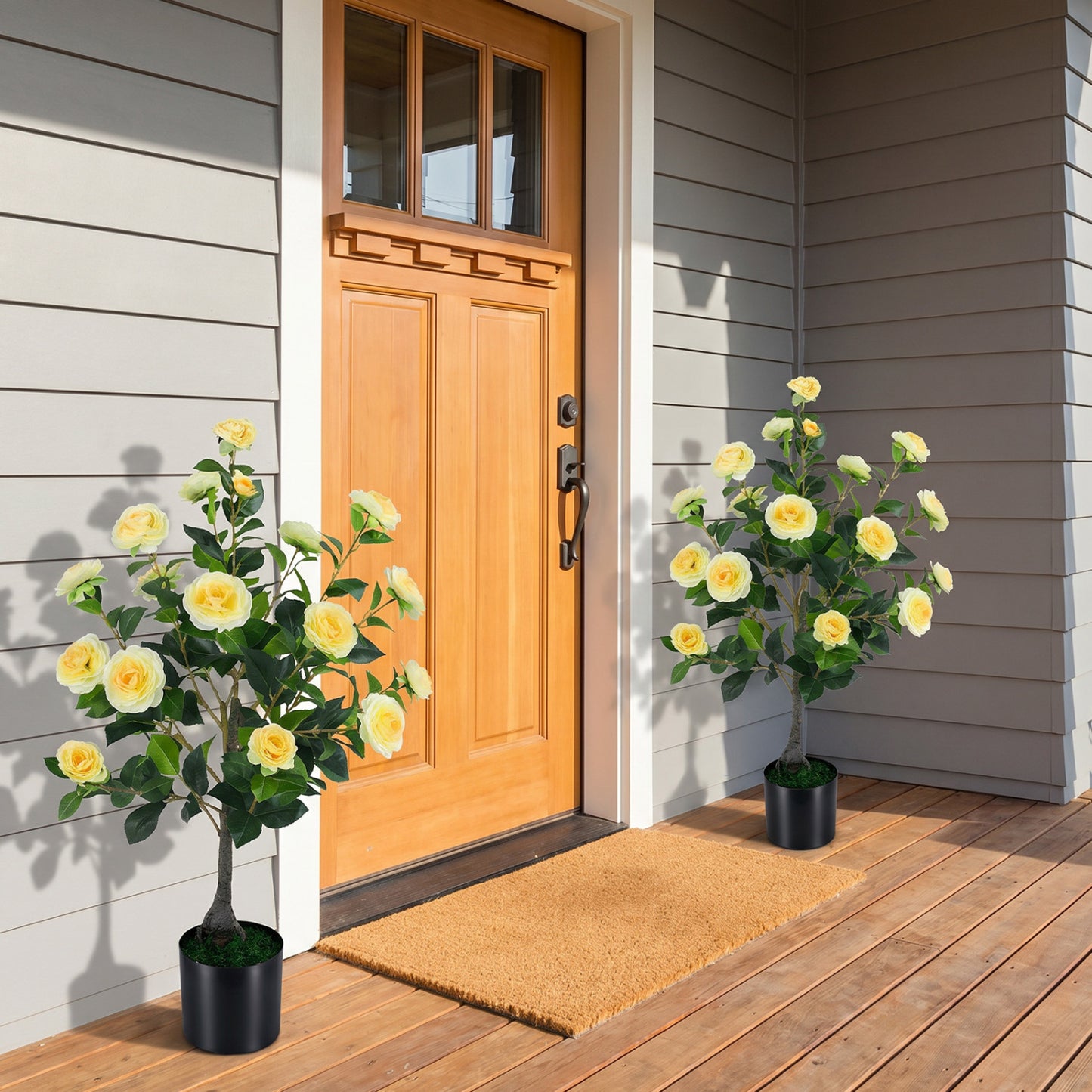 Artificial Camellia Tree Faux Plant in Pot, 2-Pack, Yellow Faux Plants at Gallery Canada