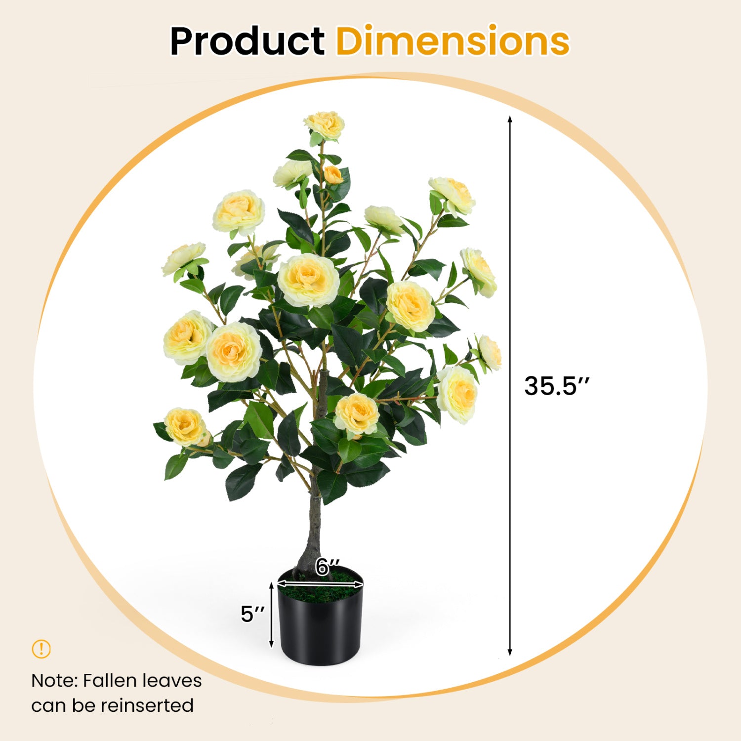 Artificial Camellia Tree Faux Plant in Pot, 2-Pack, Yellow Faux Plants at Gallery Canada