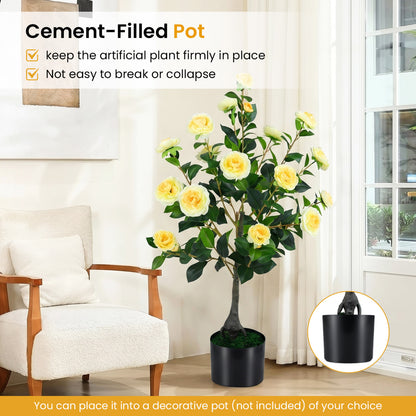 Artificial Camellia Tree Faux Plant in Pot, 2-Pack, Yellow Faux Plants at Gallery Canada