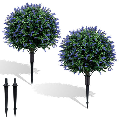 Artificial Topiary Ball Trees, 2 Pack, Lavender Faux Plants Green & Purple & Black at Gallery Canada