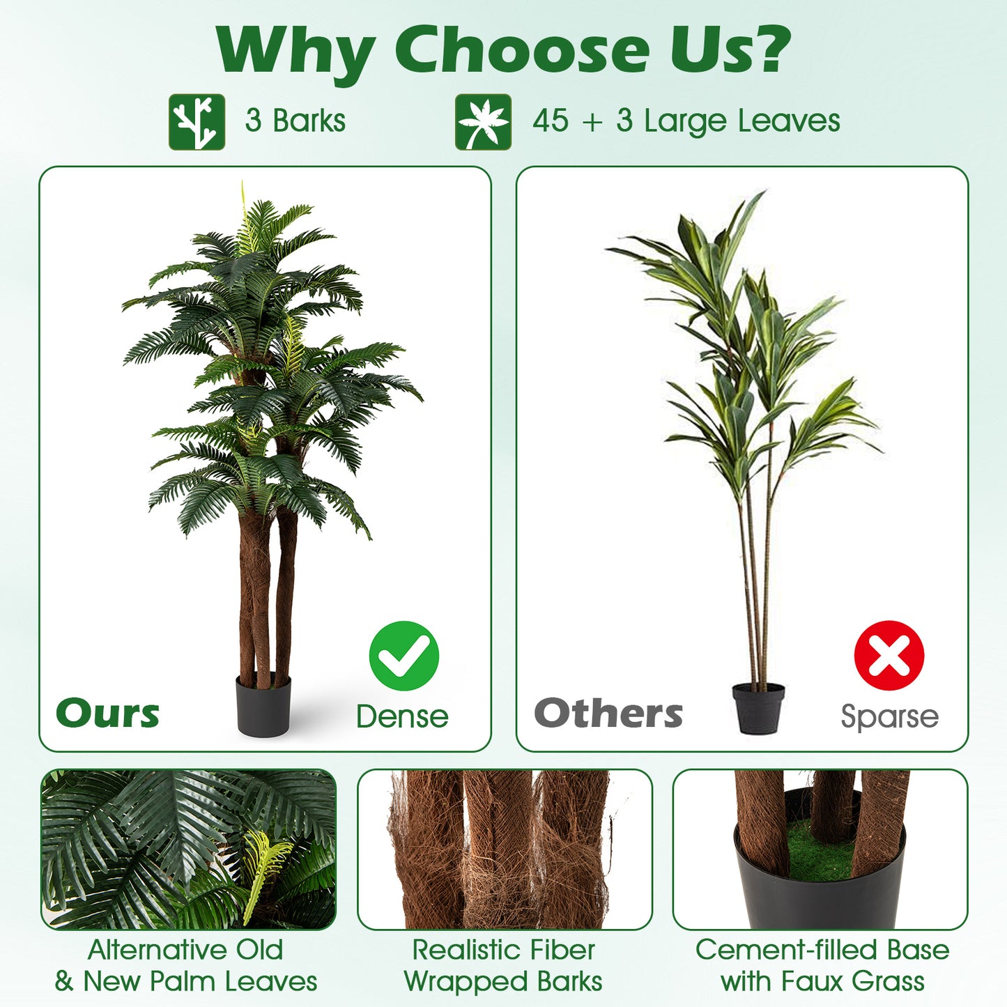 2 Pack Artificial Palm Tree 6.3 ft Tall with Adjustable Leaves Faux Plants at Gallery Canada