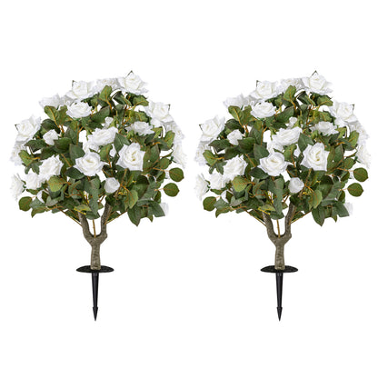 2 Pack Artificial Rose Flower Trees with Spikes and 18 White Flowers, White Faux Plants at Gallery Canada